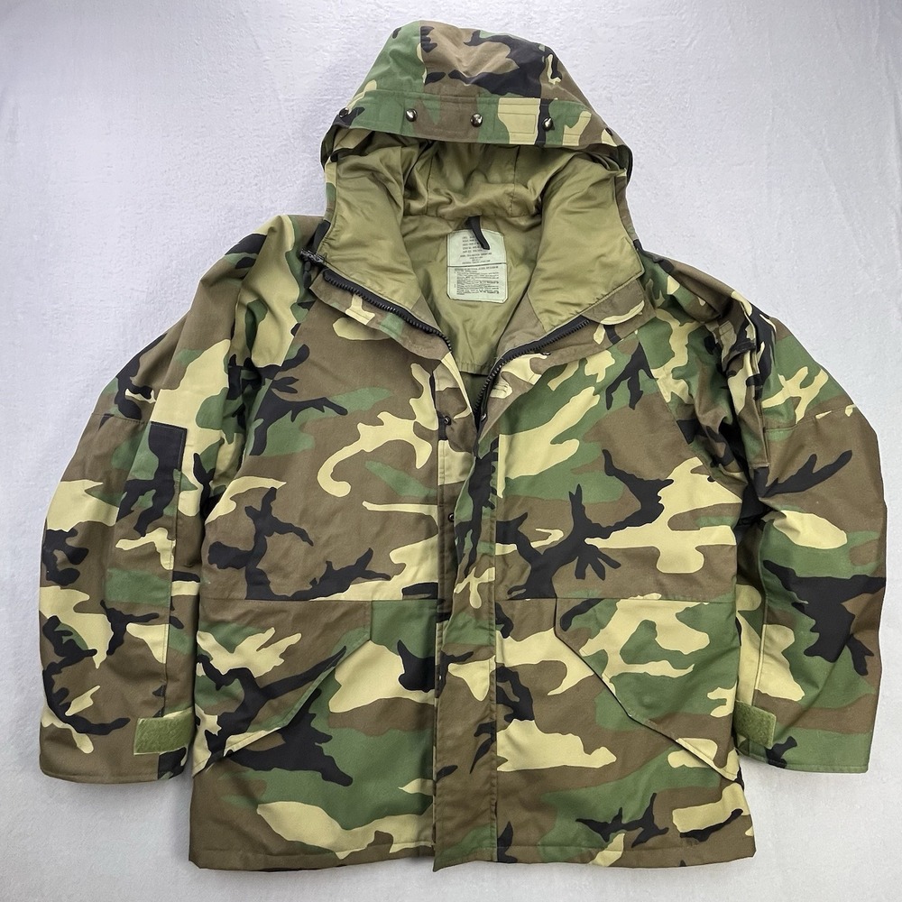 Vintage Cold Weather Parka Coat Mens Large Woodland Camo ECWCS Tennessee Apparel